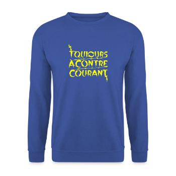 IMMER GEGEN DEN STROM! - Unisex Pullover - Royalblau - Vorne - Alina (178cm) & Michal (187cm)