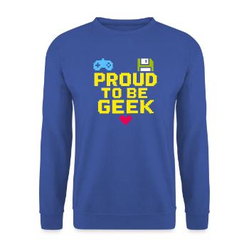 Stolzer Retro-Pixel-Geek - Unisex Pullover - Royalblau - Vorne - Alina (178cm) & Michal (187cm)