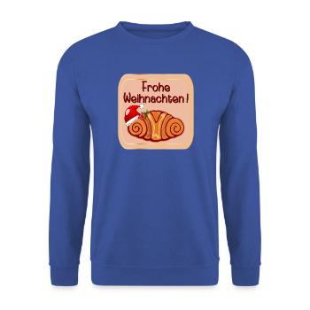 Frohe Weihnachten Hamburg Franzbrötchen - Unisex Pullover - Royalblau - Vorne - Alina (178cm) & Michal (187cm)