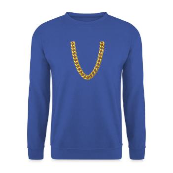 Goldene Panzerkette Halskette - Unisex Pullover - Royalblau - Vorne - Alina (178cm) & Michal (187cm)