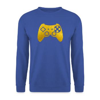Goldenes Gamepad - Unisex Pullover - Royalblau - Vorne - Alina (178cm) & Michal (187cm)