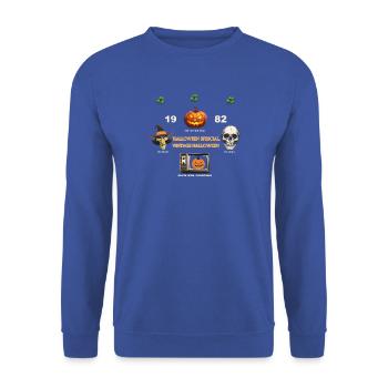 Vintage Halloween Mashup T-Shirt - Unisex Pullover - Royalblau - Vorne - Alina (178cm) & Michal (187cm)
