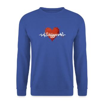 Schlagerfan Herzbeat Schlagermusik Hitparade - Unisex Pullover - Royalblau - Vorne - Alina (178cm) & Michal (187cm)