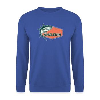Anglerin Fish USA Design - Unisex Pullover - Royalblau - Vorne - Alina (178cm) & Michal (187cm)