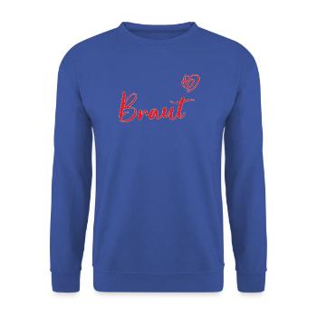 Romantisches Braut Herz Design für Hochzeit und JG - Unisex Pullover - Royalblau - Vorne - Alina (178cm) & Michal (187cm)