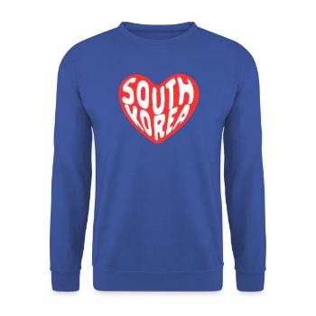 South Korea Herz Design – Liebe zu Korea - Unisex Pullover - Royalblau - Vorne - Alina (178cm) & Michal (187cm)