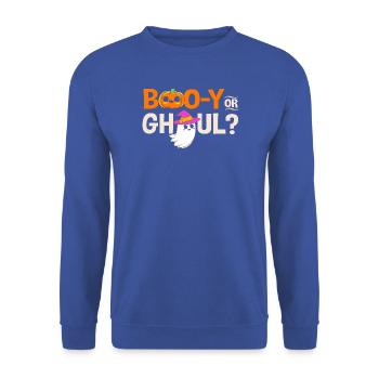 Halloween Gender Reveal - Unisex Pullover - Royalblau - Vorne - Alina (178cm) & Michal (187cm)