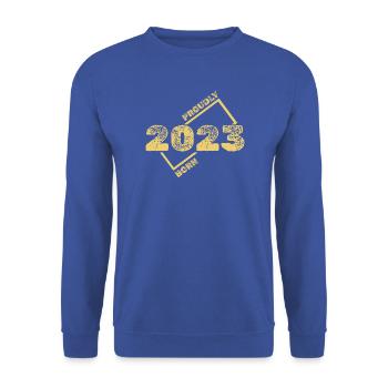 2023 2023 - Unisex Pullover - Royalblau - Vorne - Alina (178cm) & Michal (187cm)