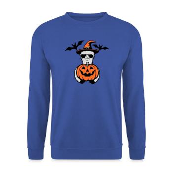 Lama Cool Halloween Kürbis Sonnenbrille Hexenhut - Unisex Pullover - Royalblau - Vorne - Alina (178cm) & Michal (187cm)