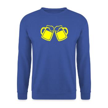 Anstoßen mit Bierkrügen - Unisex Pullover - Royalblau - Vorne - Alina (178cm) & Michal (187cm)