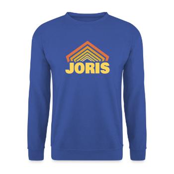 Vorname Joris - Unisex Pullover - Royalblau - Vorne - Alina (178cm) & Michal (187cm)