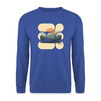 Jacaranda Retro Berglandschaft - Unisex Pullover - Royalblau - Vorne - Alina (178cm) & Michal (187cm)
