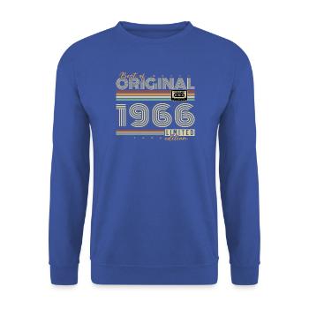 1966 Vintage Retro Geburtstagsgeschenk - Unisex Pullover - Royalblau - Vorne - Alina (178cm) & Michal (187cm)