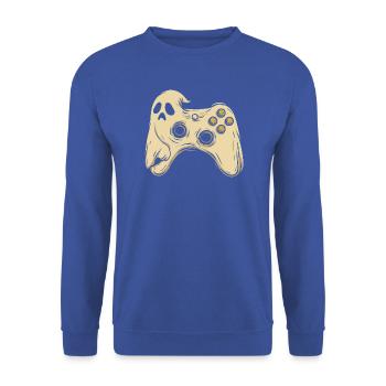 Geisterpad Retro Arcade - Unisex Pullover - Royalblau - Vorne - Alina (178cm) & Michal (187cm)