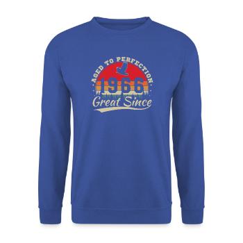 1966 Vintage Retro Geburtstagsgeschenk - Unisex Pullover - Royalblau - Vorne - Alina (178cm) & Michal (187cm)