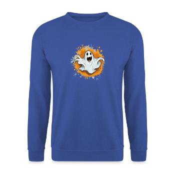 Spukgeist auf Farbsplash - Unisex Pullover - Royalblau - Vorne - Alina (178cm) & Michal (187cm)