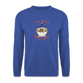 Miso Glücksschüssel Cartoon - Unisex Pullover - Royalblau - Vorne - Alina (178cm) & Michal (187cm)