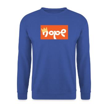 Nope Kranz Fröhliches Logo - Unisex Pullover - Royalblau - Vorne - Alina (178cm) & Michal (187cm)