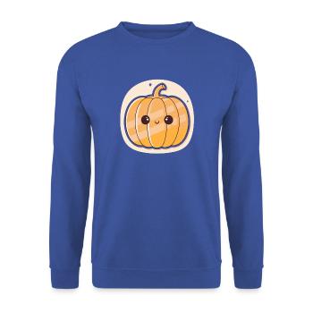 Heller Kawaii-Kürbis - Unisex Pullover - Royalblau - Vorne - Alina (178cm) & Michal (187cm)