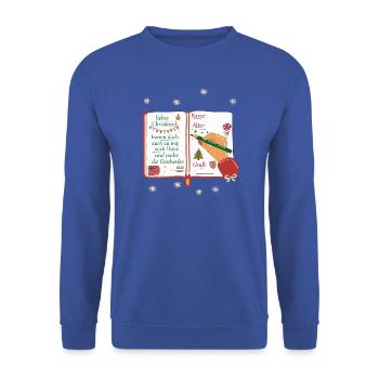 Wunschzettel Christkind  - Unisex Pullover - Royalblau - Vorne - Alina (178cm) & Michal (187cm)