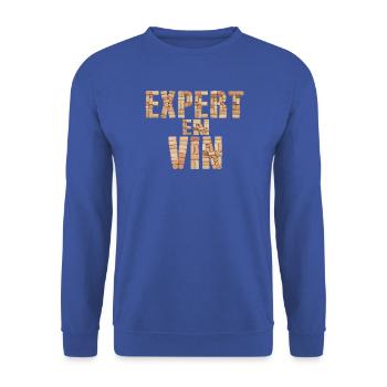 Expert en Vin – Design en bouchons de vin - Unisex Pullover - Royalblau - Vorne - Alina (178cm) & Michal (187cm)