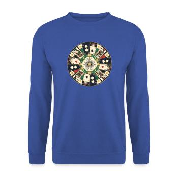 Kreisdesign Casino Kartenspiel - Unisex Pullover - Royalblau - Vorne - Alina (178cm) & Michal (187cm)