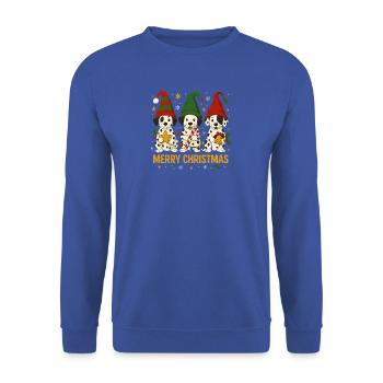 Süßes Dalmatiner Weihnachtsdesign - Unisex Pullover - Royalblau - Vorne - Alina (178cm) & Michal (187cm)