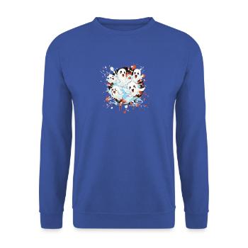 Geisterfreunde im Farbspritzer - Unisex Pullover - Royalblau - Vorne - Alina (178cm) & Michal (187cm)