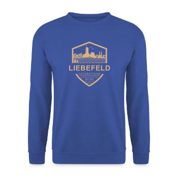 Liebefeld ❤ Stadt-Wappen - Unisex Pullover - Royalblau - Vorne - Alina (178cm) & Michal (187cm)