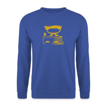 Bügeleisen - Unisex Pullover - Royalblau - Vorne - Alina (178cm) & Michal (187cm)