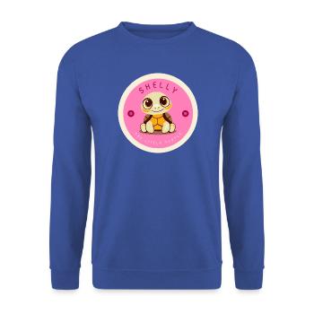 Shelly Die Kleine Schildkröte Stempel Design - Unisex Pullover - Royalblau - Vorne - Alina (178cm) & Michal (187cm)