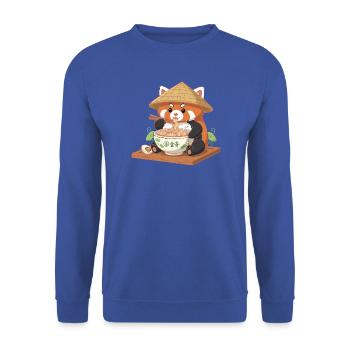 Panda Ramen mit Strohhut - Unisex Pullover - Royalblau - Vorne - Alina (178cm) & Michal (187cm)