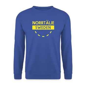 Norrtälje Schweden Rundes Logo - Unisex Pullover - Royalblau - Vorne - Alina (178cm) & Michal (187cm)