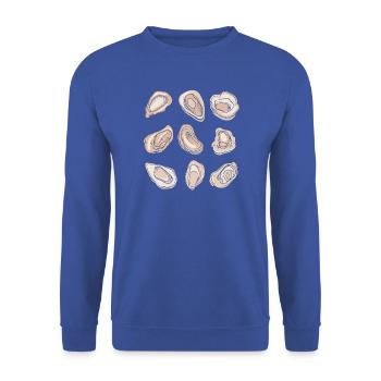 Austern - Unisex Pullover - Royalblau - Vorne - Alina (178cm) & Michal (187cm)