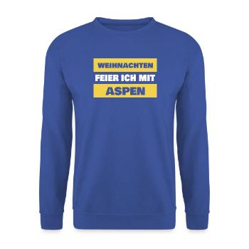 Geschenk für Aspen - Unisex Pullover - Royalblau - Vorne - Alina (178cm) & Michal (187cm)