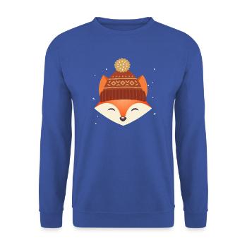 Niedlicher Fuchskopf mit Wintermütze – Wintermotiv - Unisex Pullover - Royalblau - Vorne - Alina (178cm) & Michal (187cm)