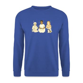 Familienalltag - Unisex Pullover - Royalblau - Vorne - Alina (178cm) & Michal (187cm)