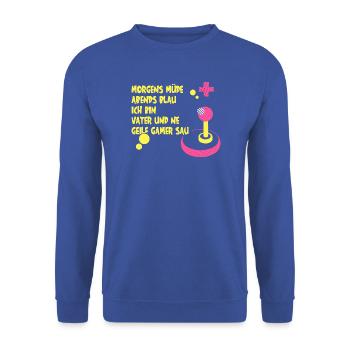 Vatertag Vater Gamer Zocken Videospiele Papa - Unisex Pullover - Royalblau - Vorne - Alina (178cm) & Michal (187cm)