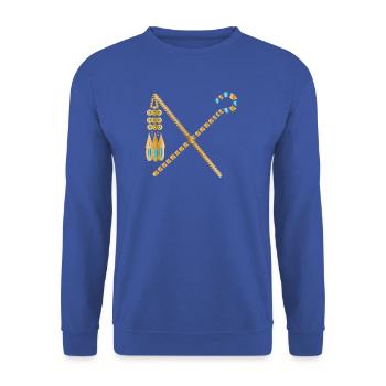 Goldene Pharaonen-Zepter – Haken und Dreschflegel - Unisex Pullover - Royalblau - Vorne - Alina (178cm) & Michal (187cm)