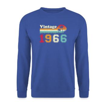 1966 Vintage Retro Geburtstagsgeschenk - Unisex Pullover - Royalblau - Vorne - Alina (178cm) & Michal (187cm)