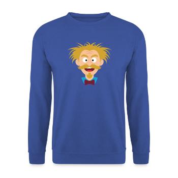 Wilder Wissenschaftler mit Schnurrbart - Unisex Pullover - Royalblau - Vorne - Alina (178cm) & Michal (187cm)