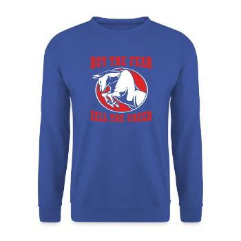 Finanzen Aktien Geld Trading Bitcoin Kapital - Unisex Pullover - Royalblau - Vorne - Alina (178cm) & Michal (187cm)