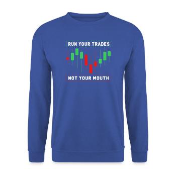 Finanzen Aktien Geld Trading Bitcoin Kapital - Unisex Pullover - Royalblau - Vorne - Alina (178cm) & Michal (187cm)