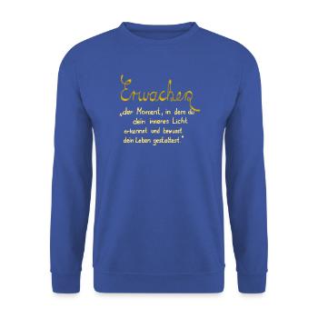 Erwachen - wenn dein inneres Licht sichtbar wird - Unisex Pullover - Royalblau - Vorne - Alina (178cm) & Michal (187cm)