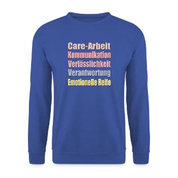 Beziehung Partnerschaft Liebe - Unisex Pullover - Royalblau - Vorne - Alina (178cm) & Michal (187cm)