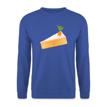 Saftiger Karottenkuchen mit witziger Deko - Unisex Pullover - Royalblau - Vorne - Alina (178cm) & Michal (187cm)