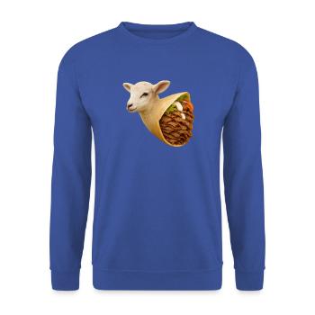Lamm-Döner | Reduzierter Fleischkonsum - Unisex Pullover - Royalblau - Vorne - Alina (178cm) & Michal (187cm)
