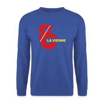 Vienne 86 Logo - Unisex Pullover - Royalblau - Vorne - Alina (178cm) & Michal (187cm)