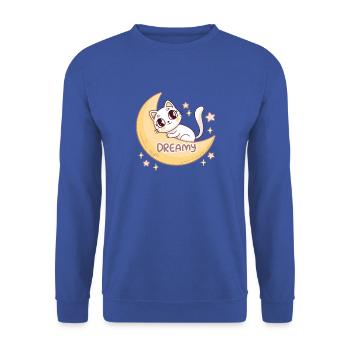 Traumhafte Mondkatze - Unisex Pullover - Royalblau - Vorne - Alina (178cm) & Michal (187cm)