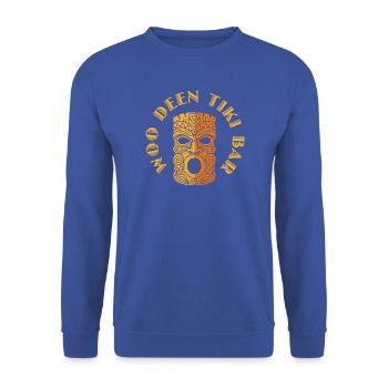 Tiki Bar - Maske, Retro Design Tiki Bar Shirt - Unisex Pullover - Royalblau - Vorne - Alina (178cm) & Michal (187cm)